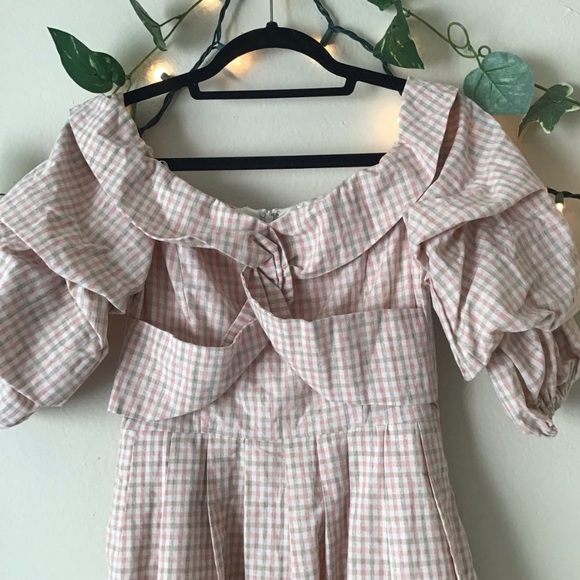 Chriselle x J.O.A. Checkered off-shoulder dress - Picture 5 of 6